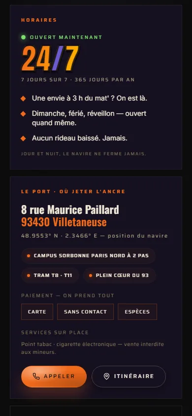 Les infos sur téléphone : grand 24/7, adresse et moyens de paiement