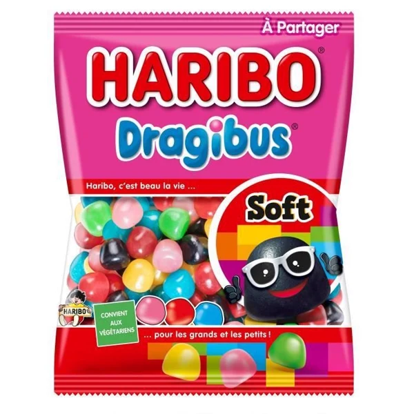 Sachet de Dragibus détouré sur fond crème